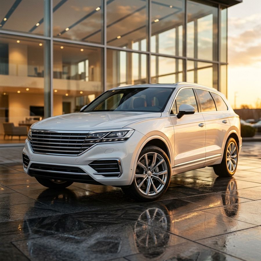 Example auto post: a new vehicle in a showroom
