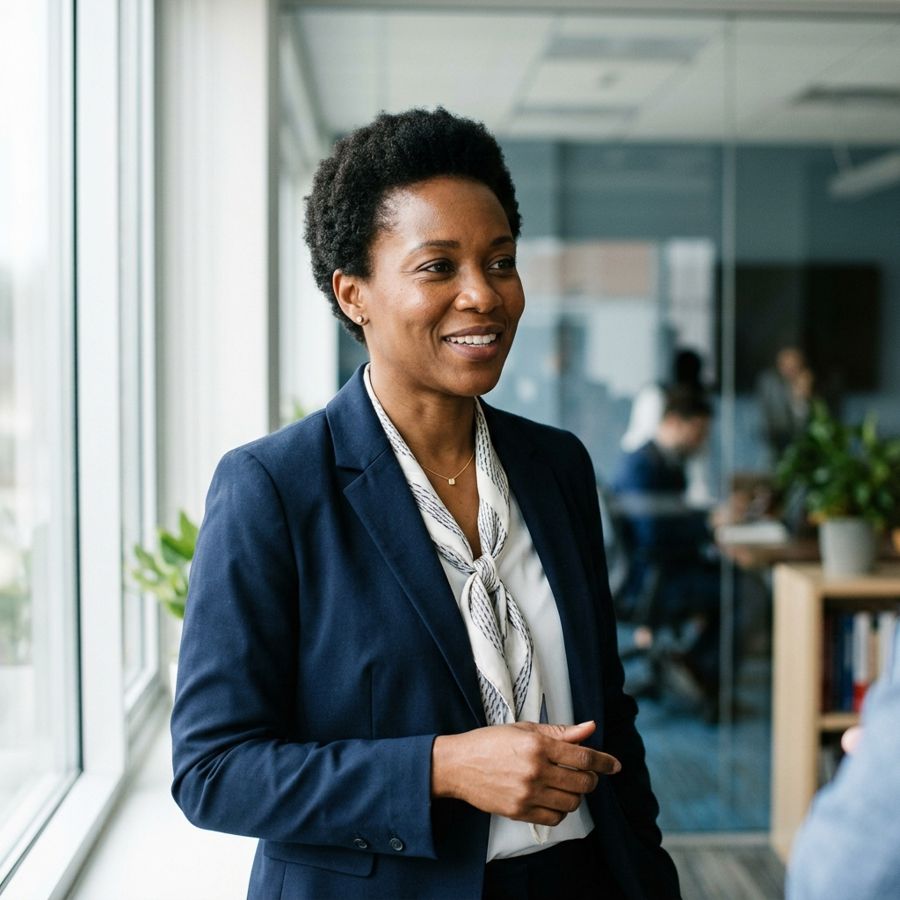 Example law-firm post: a confident attorney